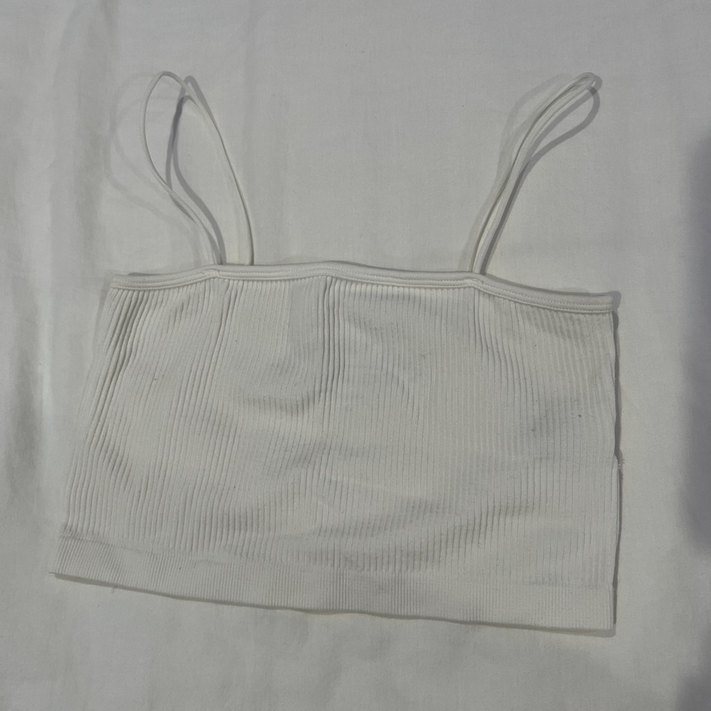 Aeropostale White Sleeveless Fitted Crop Camisole